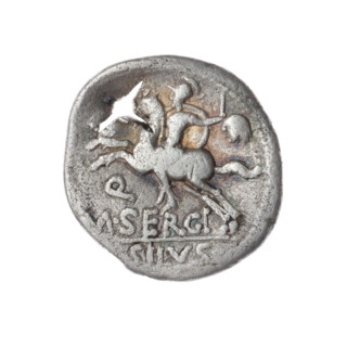 Denarius, Sergius Silus, M. (fl. 116–115 BC), publisher. Roman Republic, 116–115 BC. Obverse: