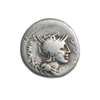 Denarius, M. Sergius Silus (publisher), fl. 116–115 BC. Roman Republic, 116–115 BC. Silver coin