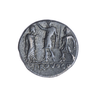 denarius, Porcius Laeca, P. (fl. 110–109 BC), publisher; Roma (mythology). Obv.: Head of Roma in a