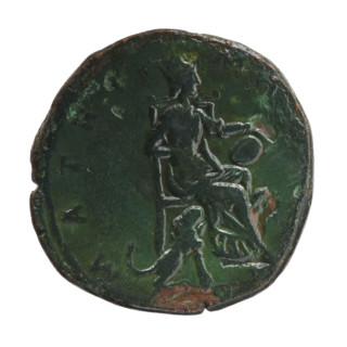 Sestertius, Faustina the Younger (ca. 130–176; Roman empress 161–176), issued under Marcus Aurelius