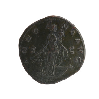 Sestertius, Antoninus Pius (86–161; Roman emperor 138–161), head of the emperor in a laurel wreath;