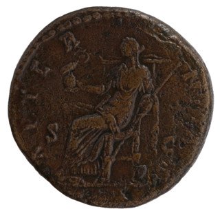 Sestertius, Antoninus Pius (86–161; Roman emperor 138–161), issuer; Faustina the Elder (98–141;