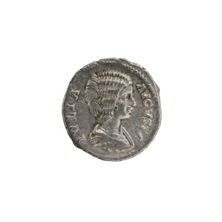 Denarius of Julia Domna (ca. 160–217). Obverse: IVLIA AVGVSTA — bust of Julia facing right with
