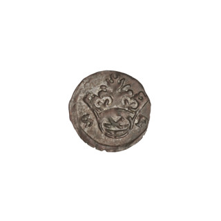 Crown denarius of Sigismund I the Old (King of Poland, reign 1506–1548). Obverse: royal crown with