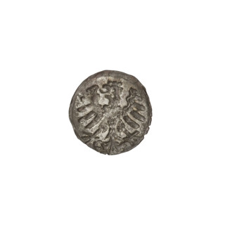Crown denarius of Sigismund I the Old (King of Poland; 1506–1548). Obverse: royal crown with the