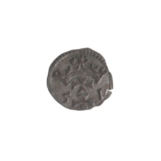 Gdansk denarius, Sigismund II Augustus (King of Poland; 1544–1572). Obverse: in the border the