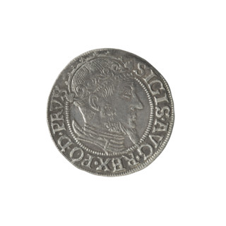 Gdansk grosz, Sigismund II Augustus (King of Poland; 1544–1572), Jagiellon dynasty. Obverse:
