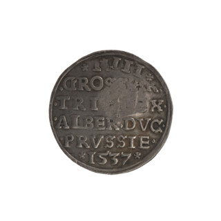 Three-piece coin with the countersignature of the City of Gdansk from 1577; Vogelwaider