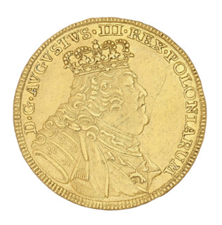 Crown double ducat, maker: Croll, Ernest Dietrich (fl. 1753–1763). Issued under August III the