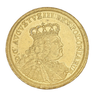 Double Augustor; maker: Croll, Ernest Dietrich (fl. 1753–1763); subject: August III the Saxon (King