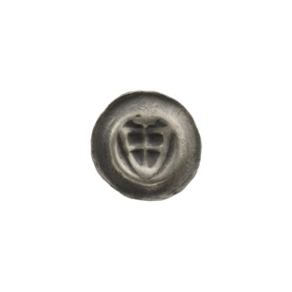 Denarius - bracteate; subject: triangular shield with a cross (arms reaching its edge) with a cross