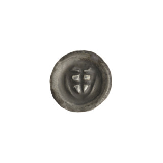 Denarius bracteate; triangular shield with a cross whose arms reach the edge, a cross above it;