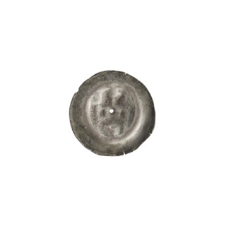 Denarius - bracteate; Gate II (iconographic); gates; equal-armed cross (iconographic); trefoils;