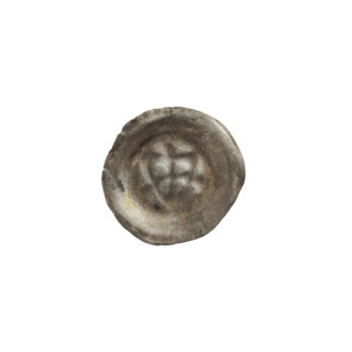 denarius - bracteate, triangular shield with a cross with arms reaching its edge; shields, shield
