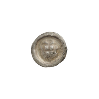 Denarius - bracteate; triangular shield with a cross whose arms reach the edge; one ball on each