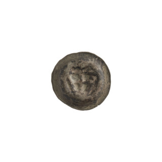 Denarius - bracteate; one-sided coin showing a triangular shield with a cross whose arms reach the