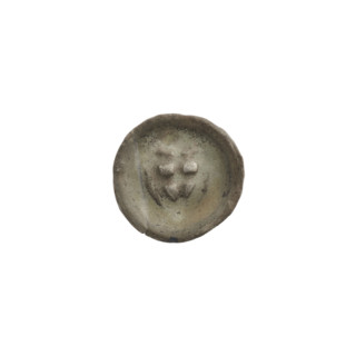 Denarius - bracteate; one-sided coin depicting a triangular shield with a cross whose arms reach