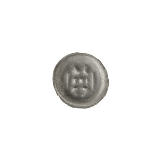 Denarius (bracteate), one-sided coin depicting a gate (Gate II) topped with three pillars each
