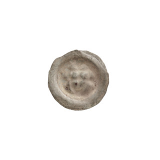Denarius - bracteate; triangular shield with a cross whose arms reach the edge; shields; balls;