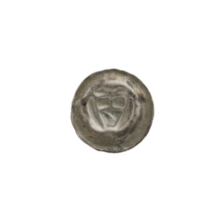 Denarius - bracteate; one-sided coin depicting a triangular shield bearing a cross with arms