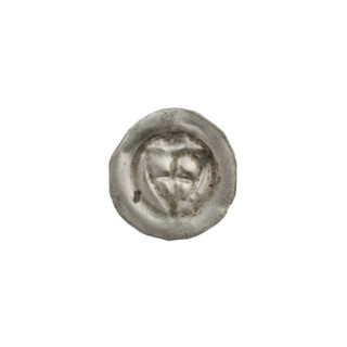 Denarius - bracteate; one-sided coin showing a triangular shield with a cross whose arms reach the
