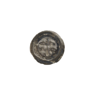 Denarius - bracteate; one-sided coin; depicts a Latin cross with slightly widening arm tips, with
