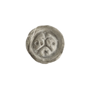 Denarius bracteate, one-sided coin; design: cross supported by an arch (arcade I) with stars and a