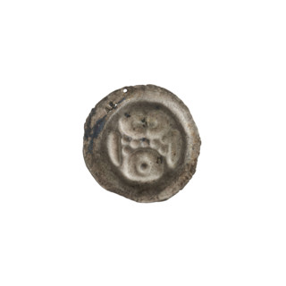 Denarius - bracteate, Teutonic Order imitation, 13th century. Obverse: gate topped with a trefoil,