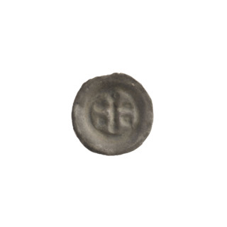 Denarius - bracteate; one-sided coin depicting a Latin cross with rounded arm ends and equal-armed