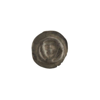 Denarius (bracteate), one-sided coin depicting a triangular shield with a cross whose arms reach