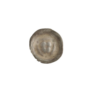 Denarius (bracteate), one-sided coin depicting a triangular shield with a cross whose arms reach