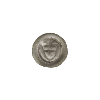 Denarius - bracteate; one-sided coin. Obverse: triangular shield with a cross whose arms reach the