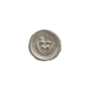 Denarius - bracteate; one-sided coin showing a triangular shield with a cross whose arms reach the