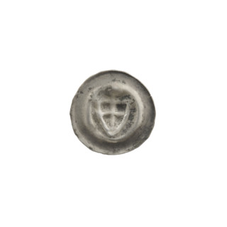 Denarius - bracteate; design: triangular shield with a cross whose arms reach the edge, a cross