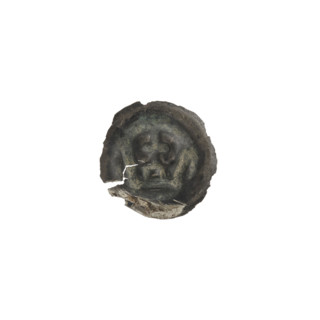 Denarius — bracteate imitation; one-sided coin featuring crowns and crosses; Teutonic Knights