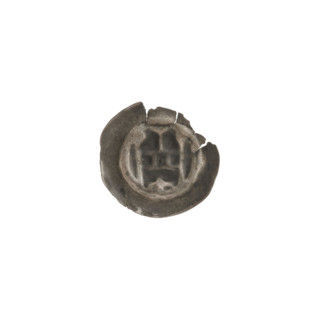 Denarius bracteate, one-sided coin showing a gate (Gate II) topped with three pillars each