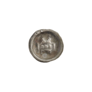 Denarius - bracteate, gate II (iconographic); Richard, Antoni (1841–1894). Gate topped with three