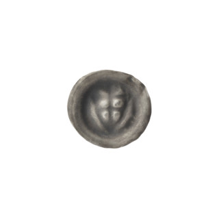 Denarius - bracteate; one-sided coin depicting a triangular shield with a cross whose arms reach