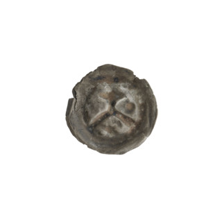 Denarius - bracteate; cross on arcade (iconographic), balls, stars; one-sided coin depicting a