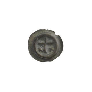Denarius bracteate, one-sided coin; subject: Latin cross and equal-armed crosses (iconography),