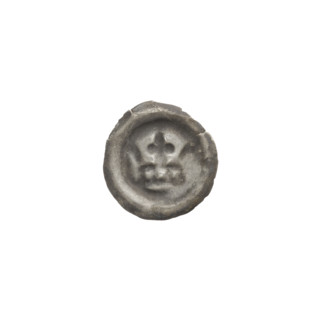 Denarius - bracteate; crown topped with a cross placed between two elongated, outwardly curved