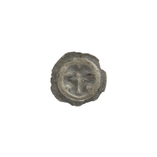 Denarius — bracteate imitation; one-sided coin depicting a Latin cross with a shorter horizontal