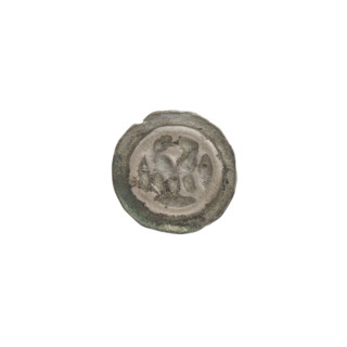 Denarius (bracteate), crown topped with a cross placed between two elongated, outwardly parting