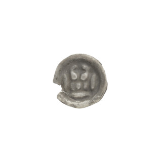 Denarius - bracteate; crown II (iconographic); crowns; one-sided coin; crosses; balls; Teutonic