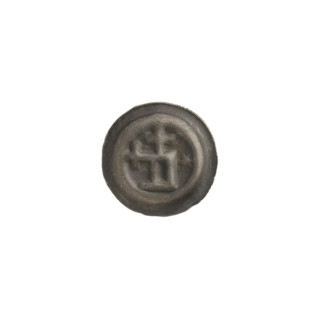 Denarius bracteate, rectangle-D (iconographic), one-sided coin featuring crosses, a six-pointed