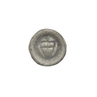 denarius - bracteate; triangular shield with a cross with arms reaching its edge; shields;
