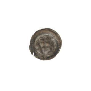 Denarius — bracteate. One-sided coin depicting a triangular shield with a cross whose arms reach