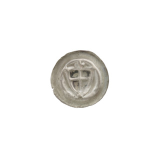 Denarius - bracteate; one-sided coin (diameter 14 mm, weight 0.16 g). Triangular shield with a