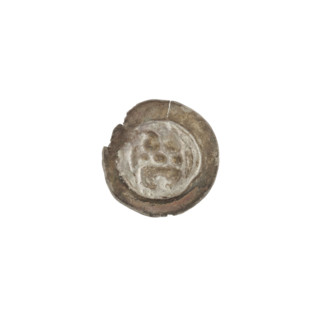 Denarius-bracteate, Gate II (iconographic). Depicts a gate topped with three pillars each capped by