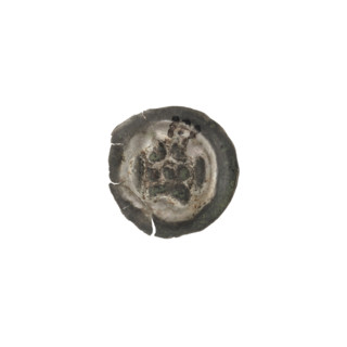 Denarius — bracteate; obverse: gate topped with three pillars each topped with balls, illegible